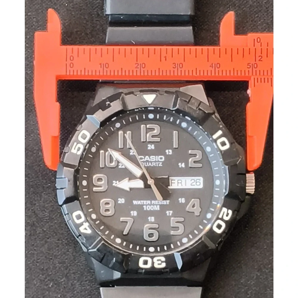 Casio Quartz Men's Watch Water Resistant 100M Black Easy Read Dial #W5371